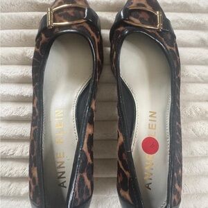 Anne Klein Leopard-Print Slip-On Flats with Gold Accent
